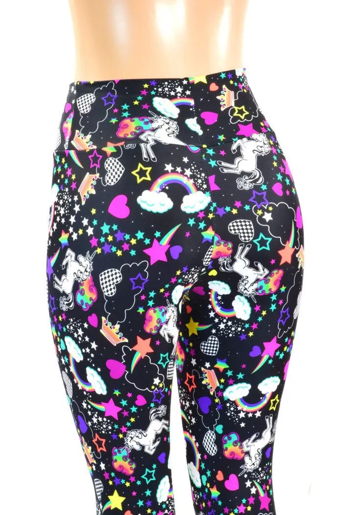 Unicorns & Rainbows High Waist Bell Bottom Flares