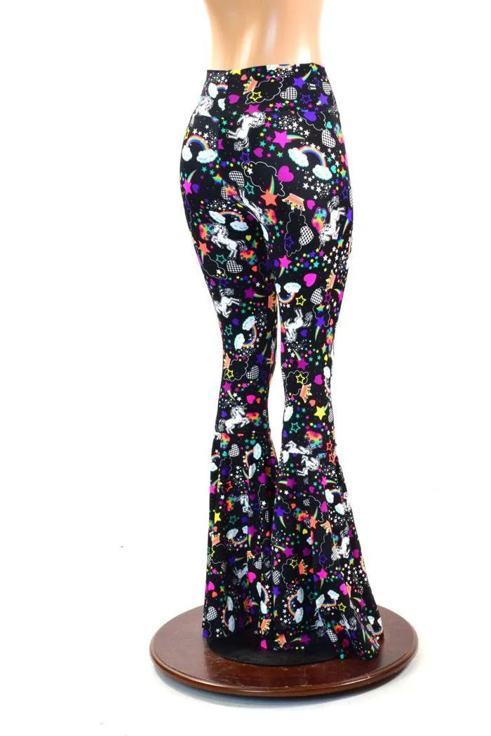 Unicorns & Rainbows High Waist Bell Bottom Flares