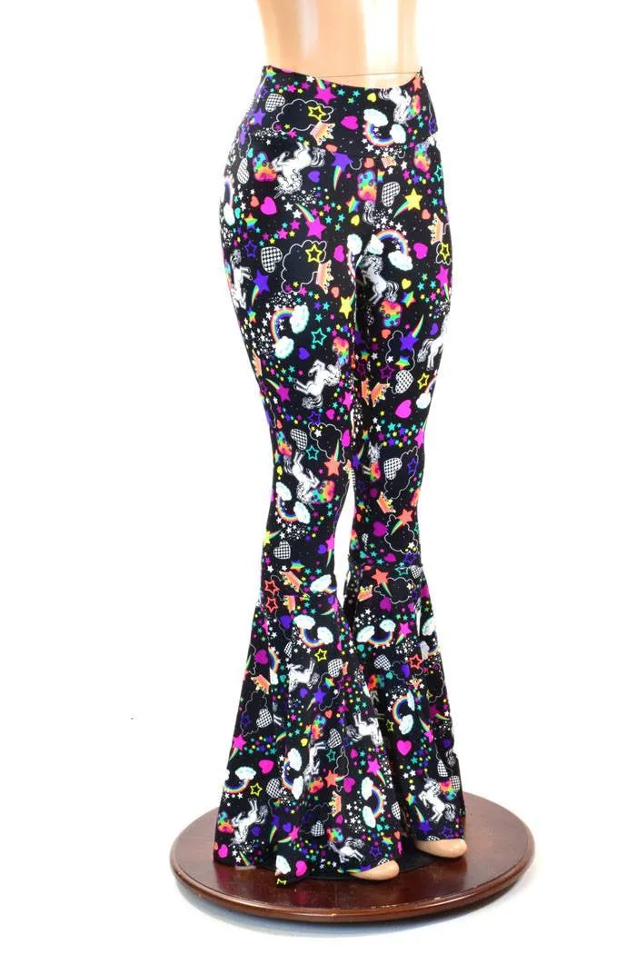Unicorns & Rainbows High Waist Bell Bottom Flares