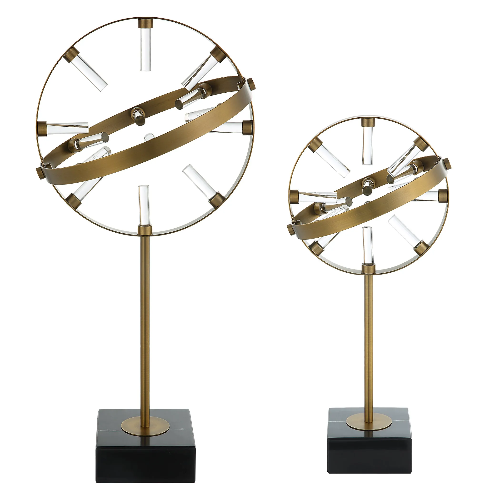 Uttermost Realm Spherical Brass Sculptures, Set Of 2
