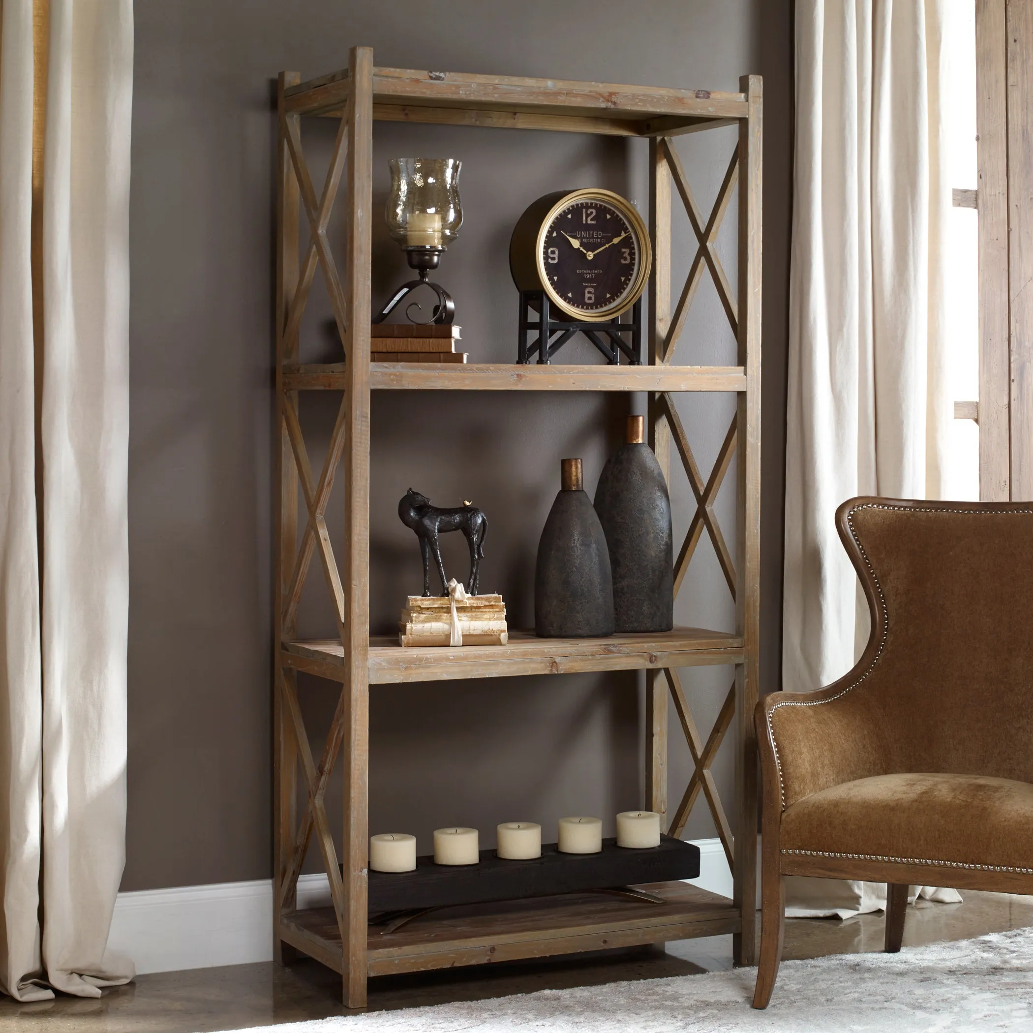 Uttermost Stratford Reclaimed Wood Etagere