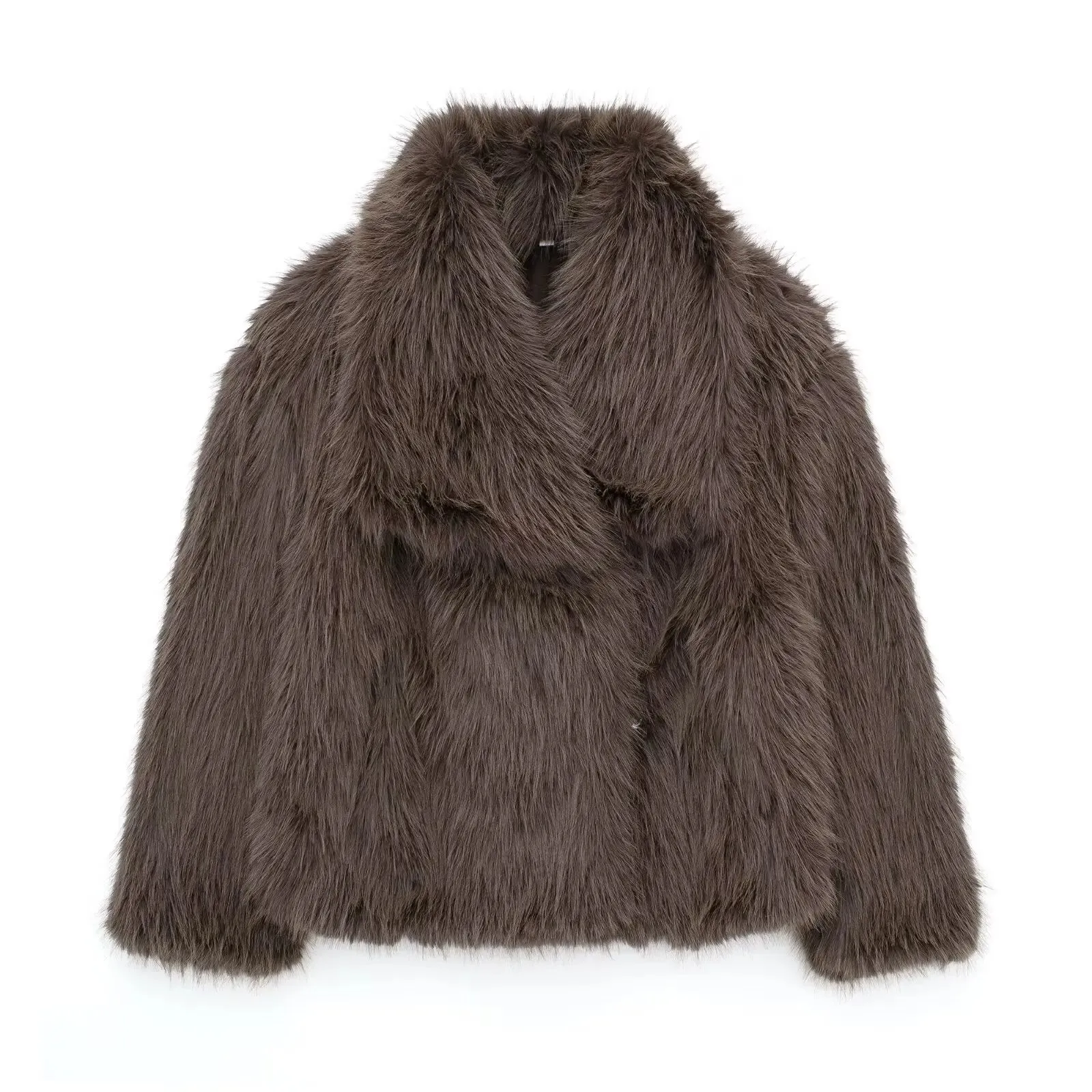 Vintage Cropped Faux Fur Jacket – Elegant Winter Style