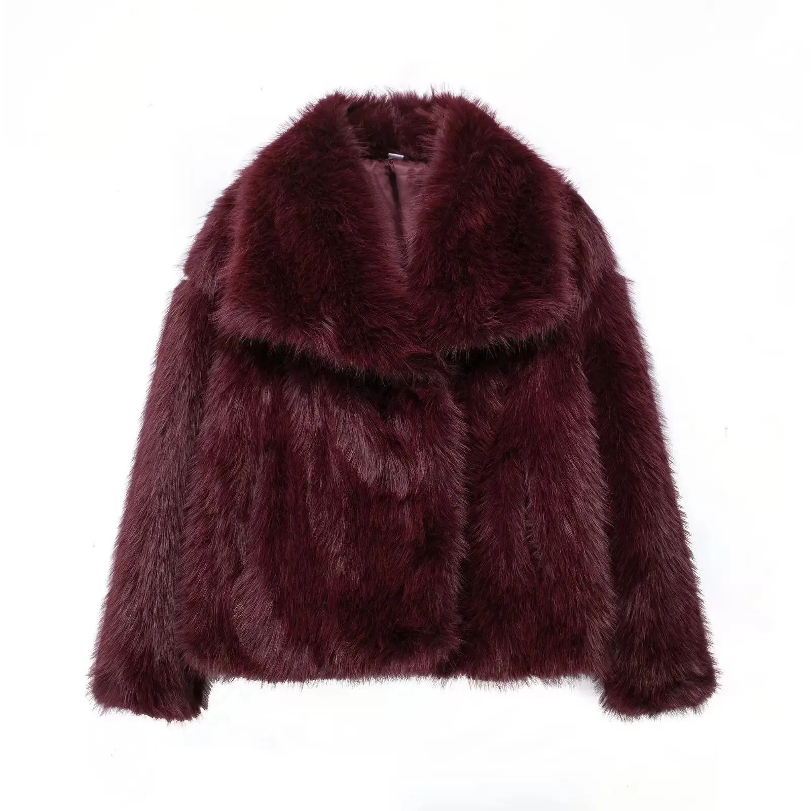 Vintage Cropped Faux Fur Jacket – Elegant Winter Style