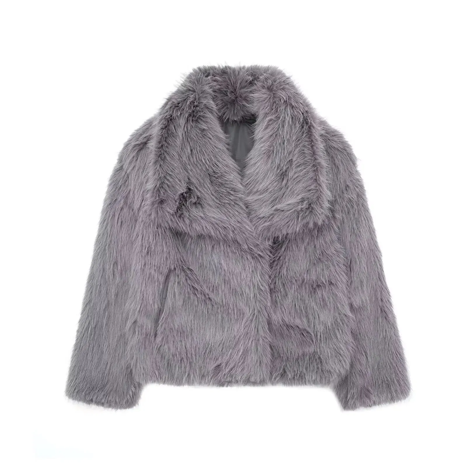 Vintage Cropped Faux Fur Jacket – Elegant Winter Style