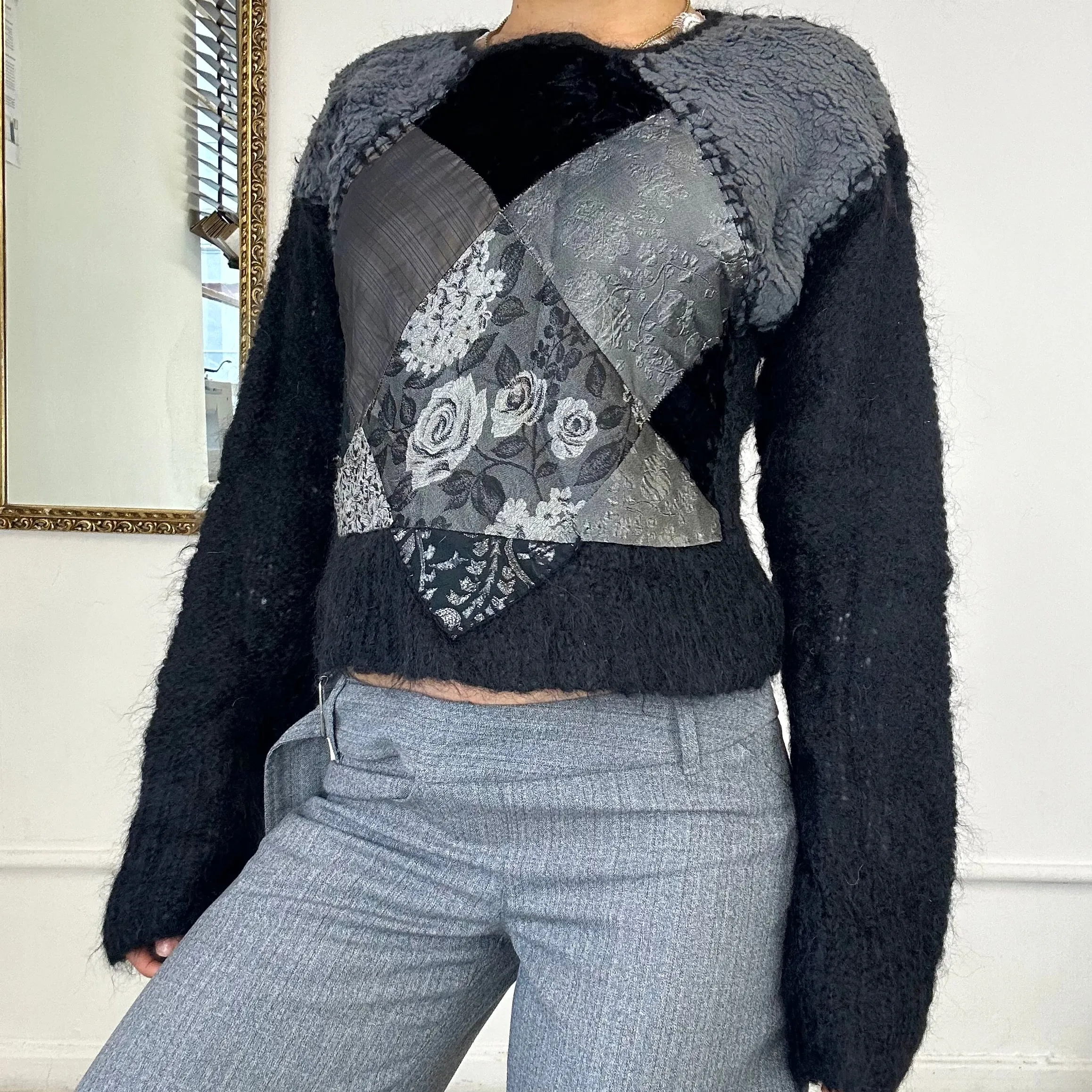 vintage mohair wool patchwork jumper