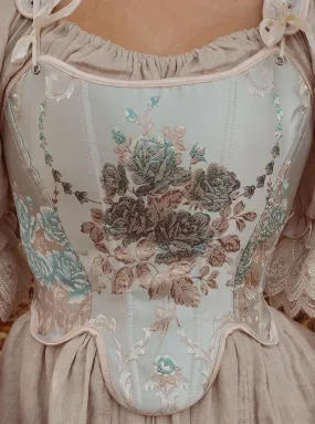 Vintage Remake Embroidery Lace up Corset