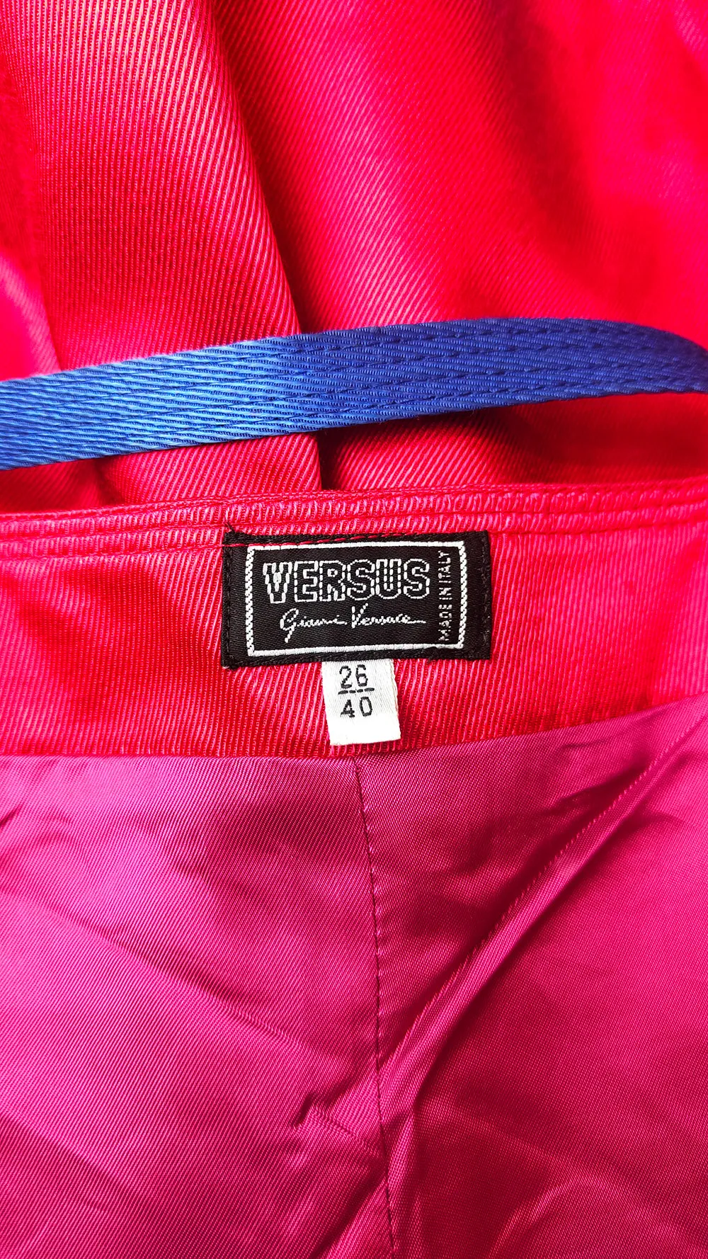Vintage Versus by Versace Reddish Pink & Blue Mini Dress, 1990s