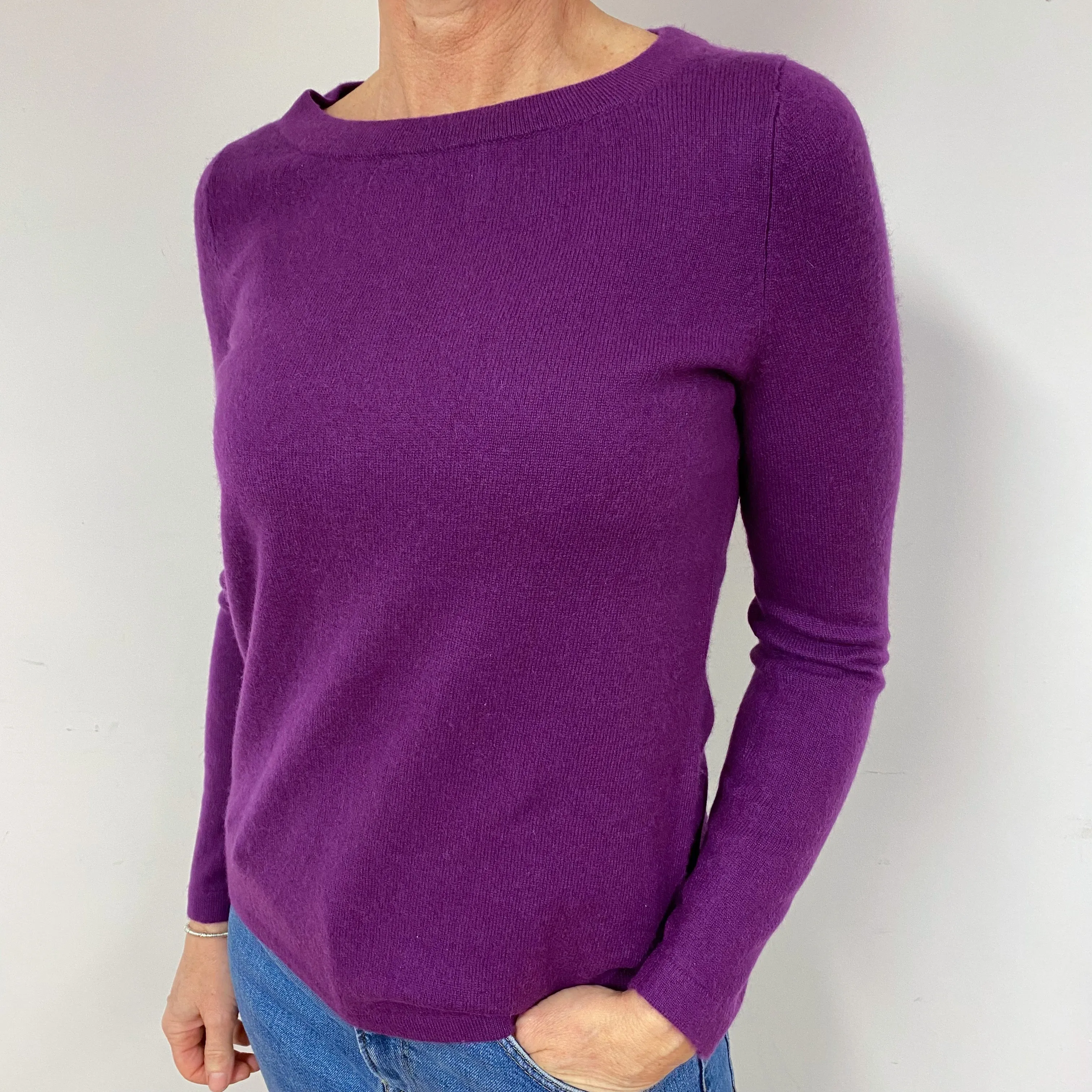 Viola Purple Cashmere Crew Neck Jumper Medium