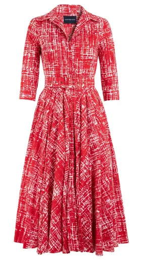 Vivien Dress Shirt Collar 3/4 Sleeve Midi Length Cotton Lawn (Hemp Boucle)