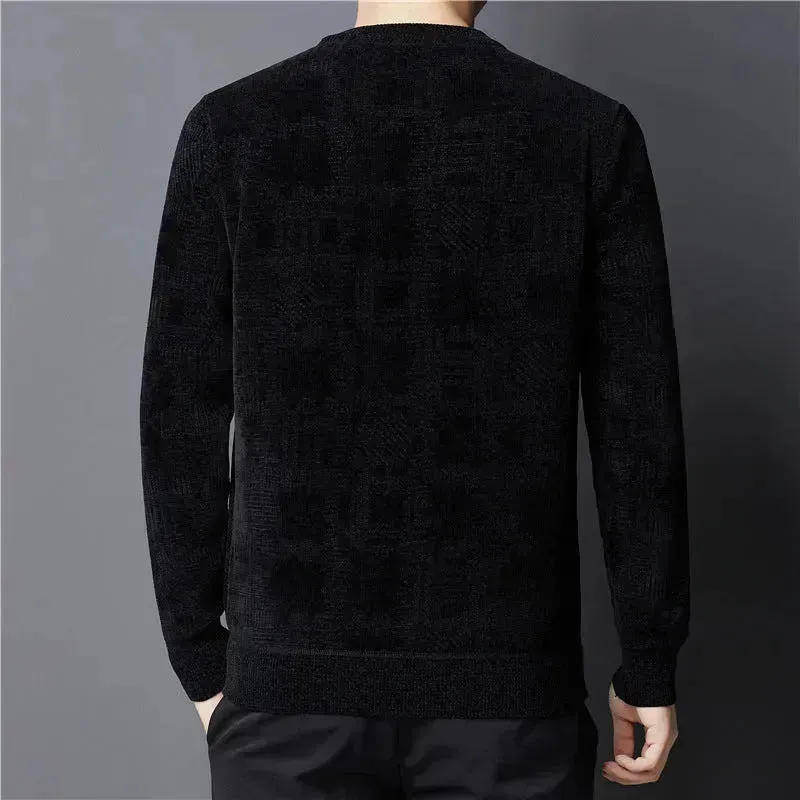 Winter Fleece-lined Chenille Pullover Sweater For Men