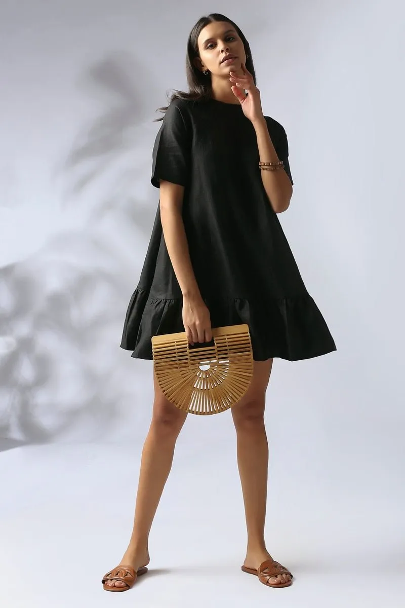 Wisteria Gathered Dress - Black