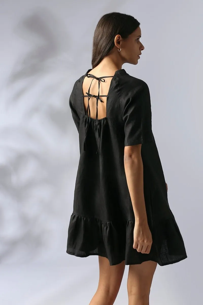 Wisteria Gathered Dress - Black