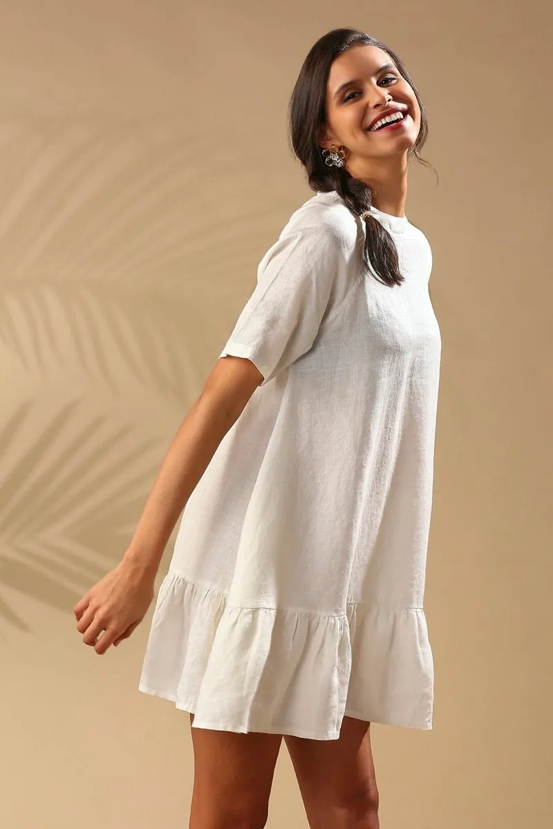 Wisteria Gathered Dress - White
