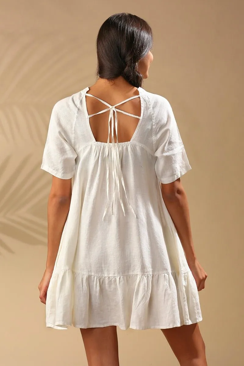 Wisteria Gathered Dress - White