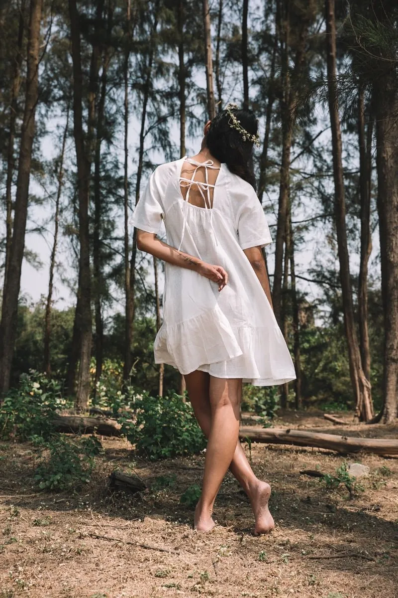 Wisteria Gathered Dress - White