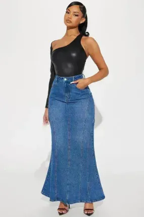 Women Fashion Denim Maxi Skirt