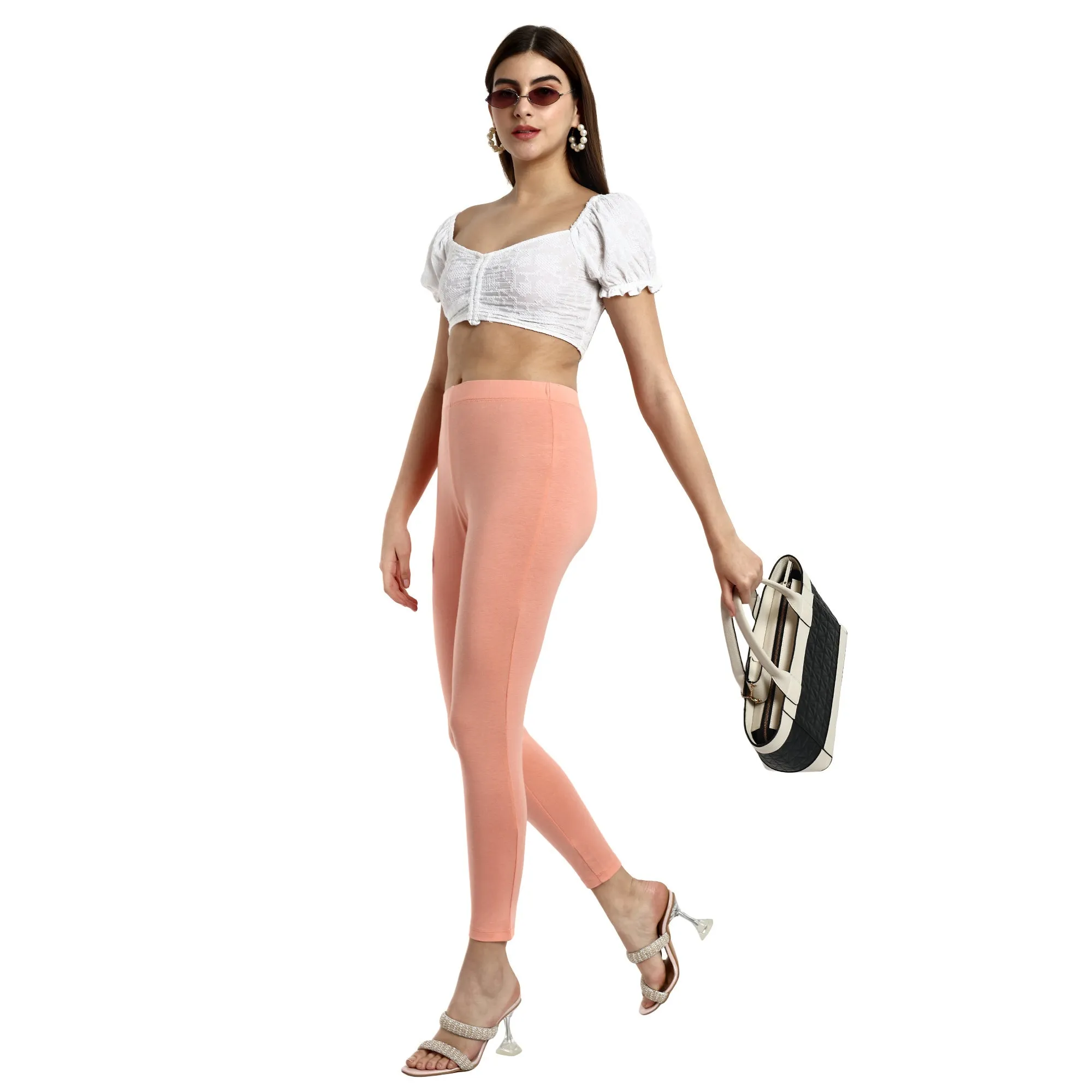 Women Papaya Peach Ankle Length Legging
