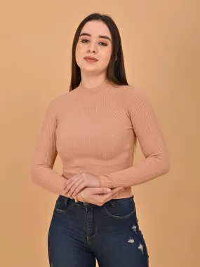 Women Peach Turtleneck Sweater