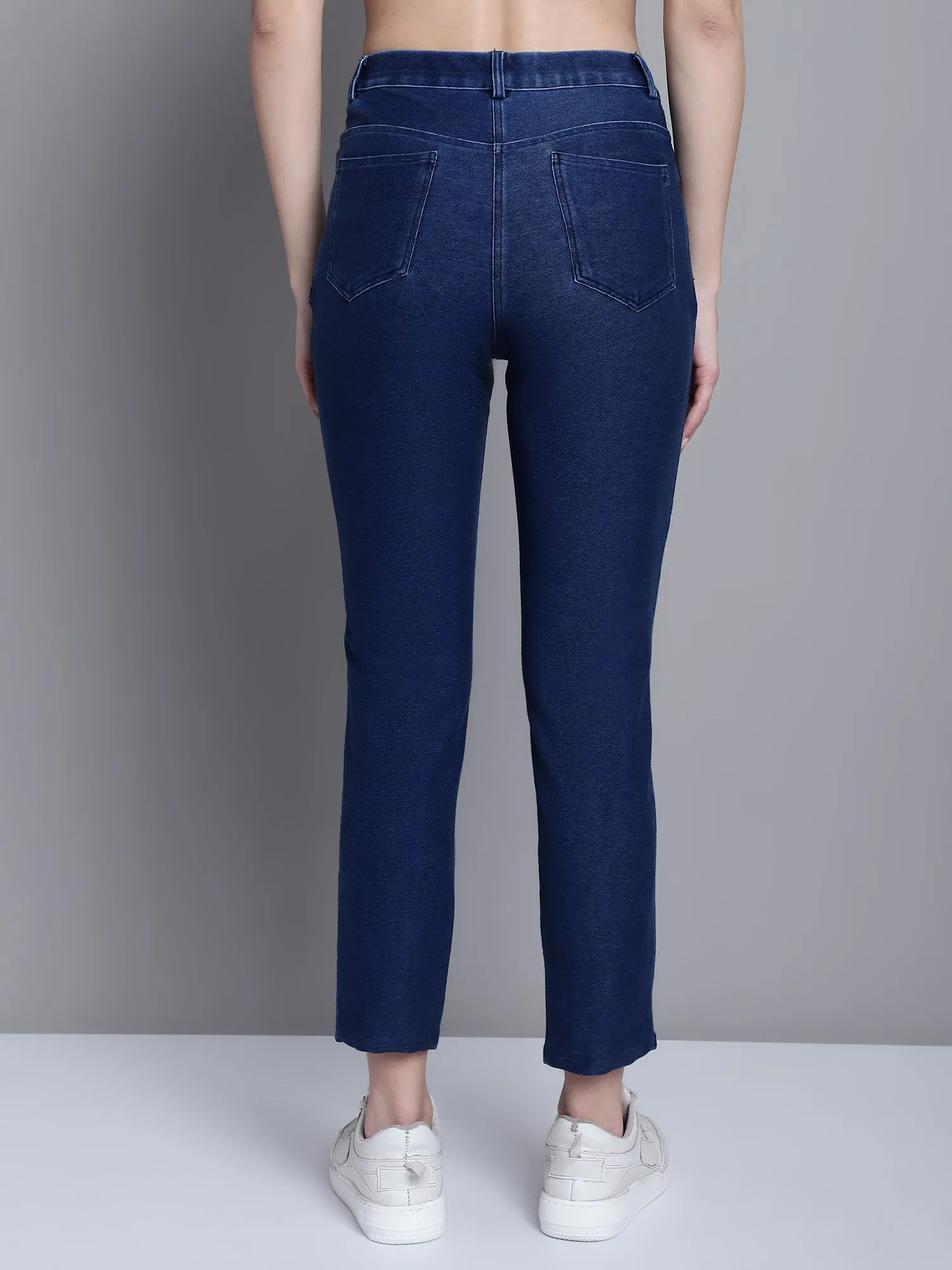 Women's Casual Regular Fit Denim Blue  Mid rise Leggings
