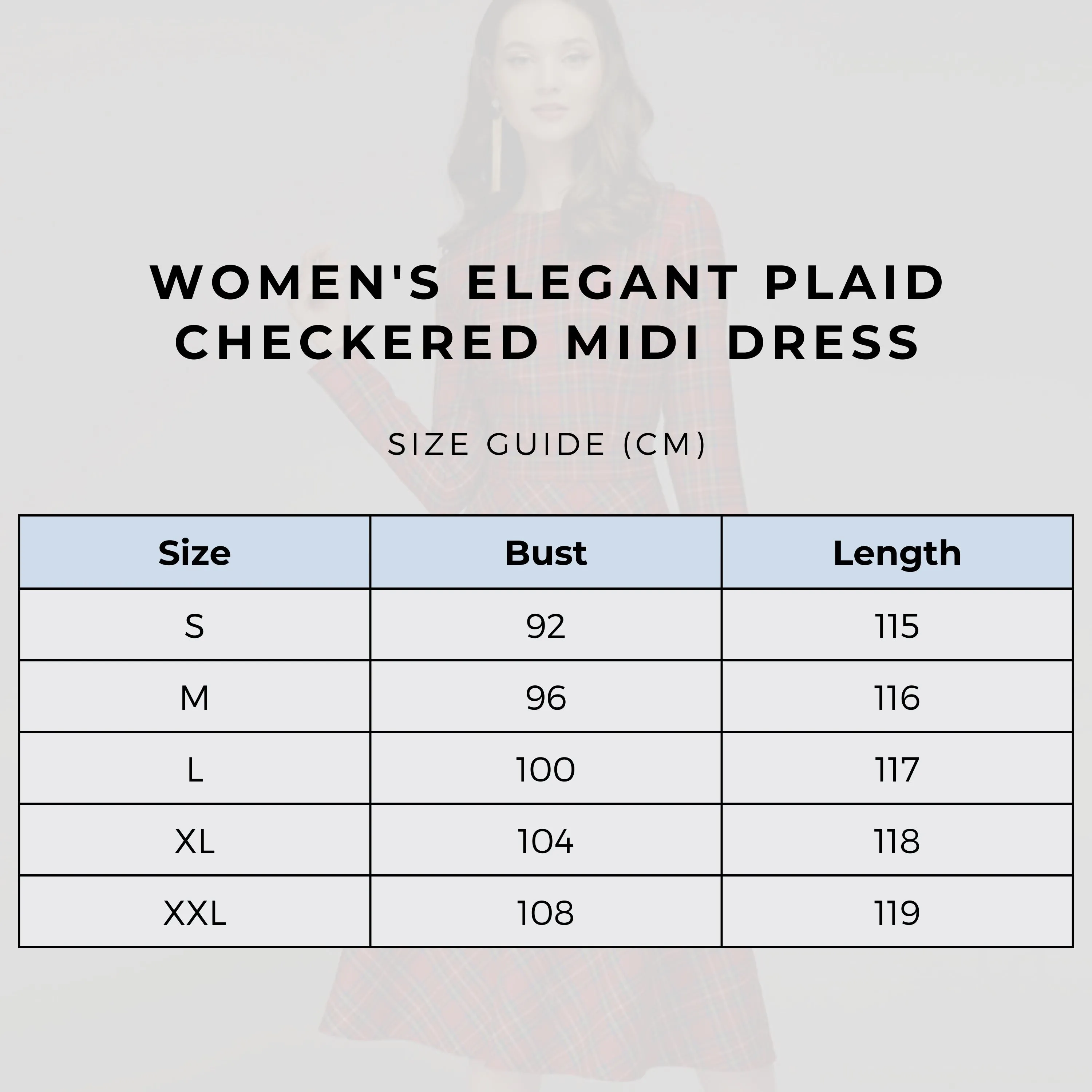 Women's Elegant Plaid Checkered Midi Dress