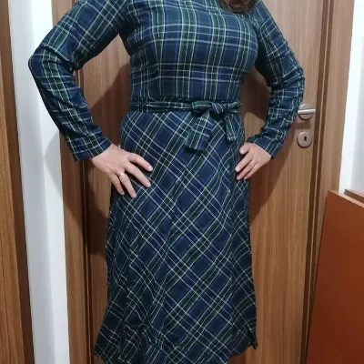 Women's Elegant Plaid Checkered Midi Dress