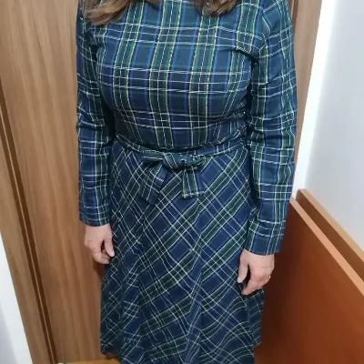 Women's Elegant Plaid Checkered Midi Dress