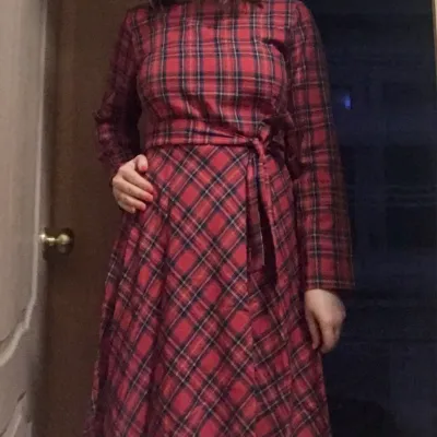 Women's Elegant Plaid Checkered Midi Dress