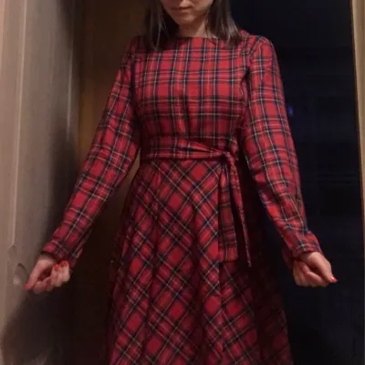 Women's Elegant Plaid Checkered Midi Dress