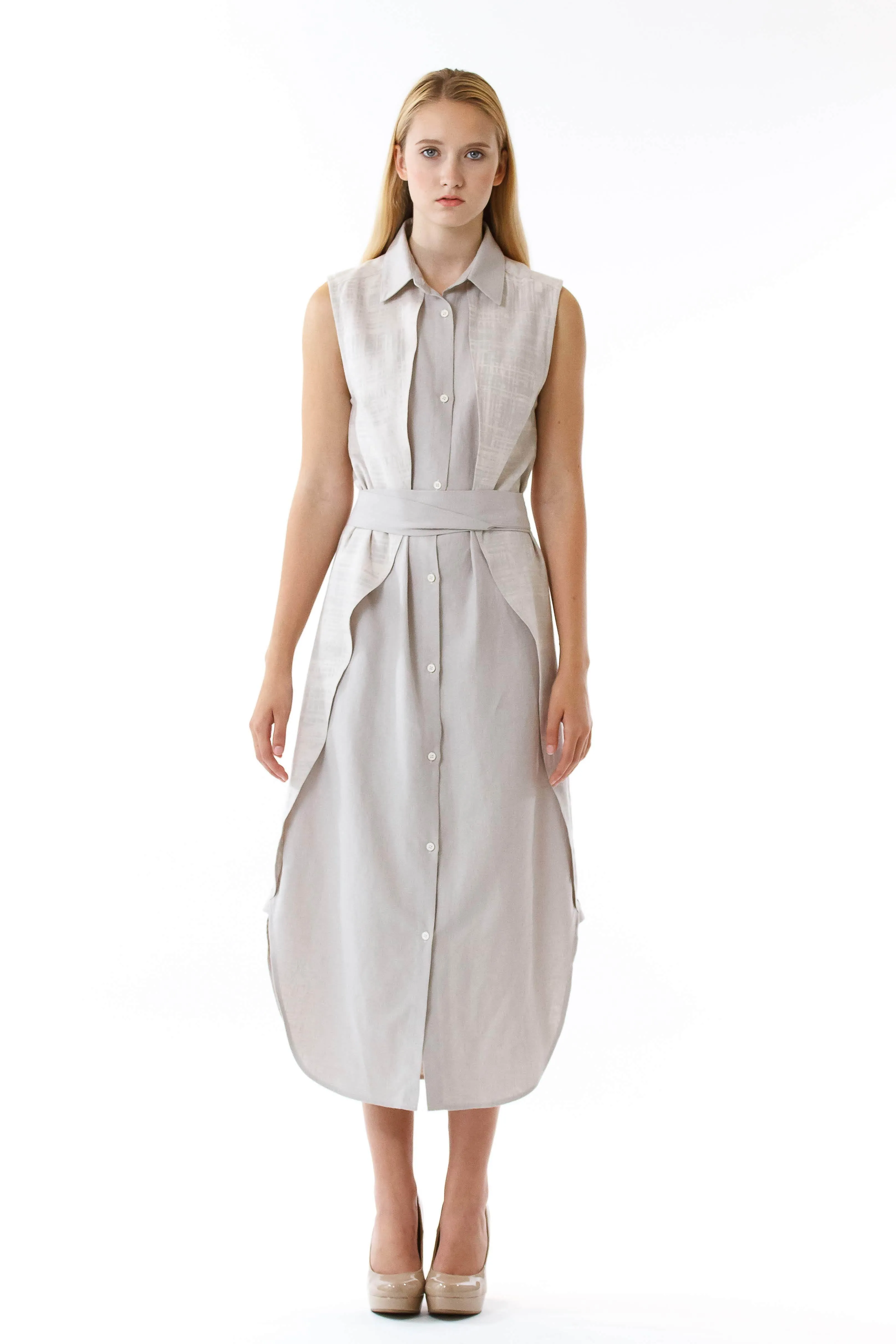 Womens Paneled Shirt Dress