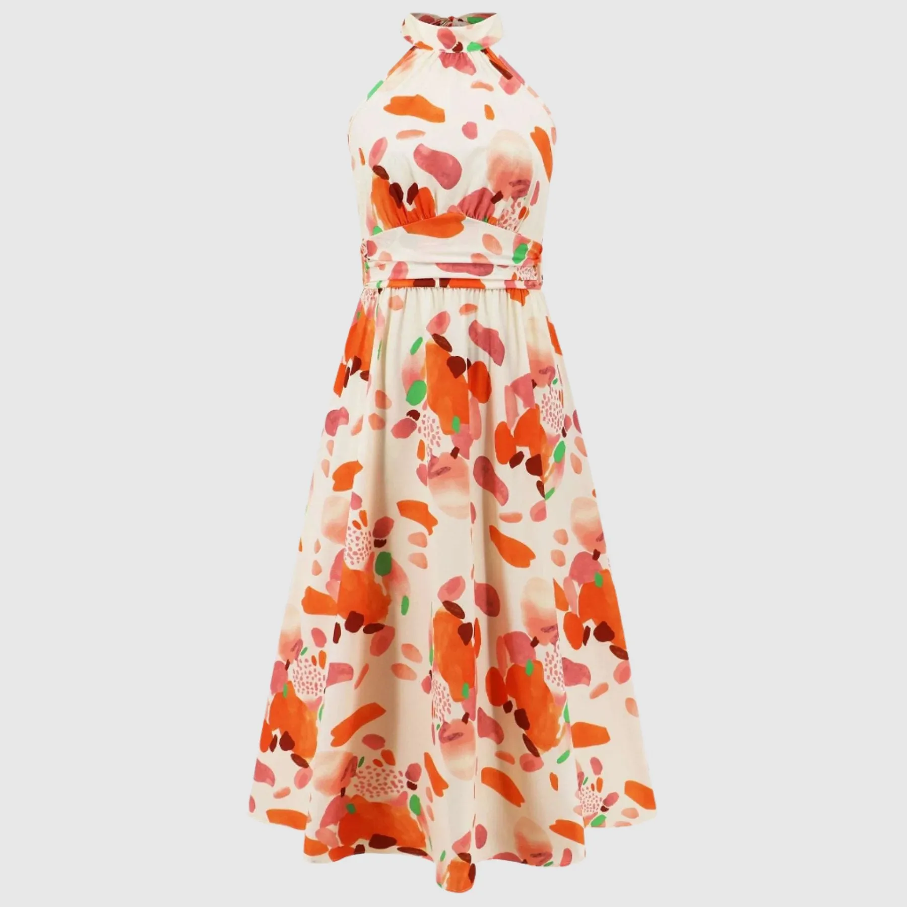 Women's Printed Stand Collar Sleeveless Dress