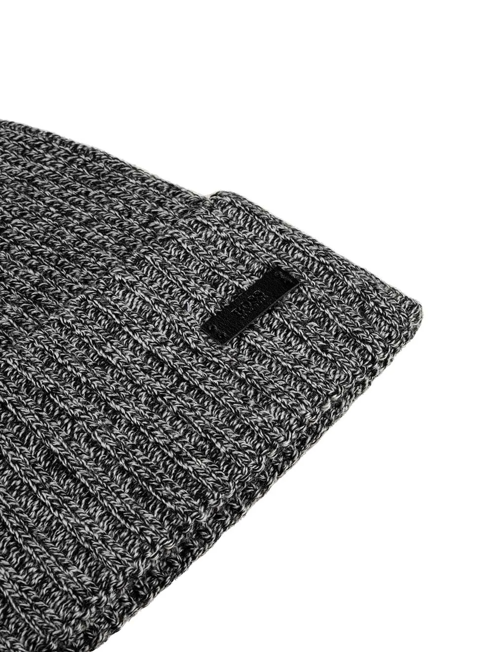 Wool Beanie with Logo Label Black