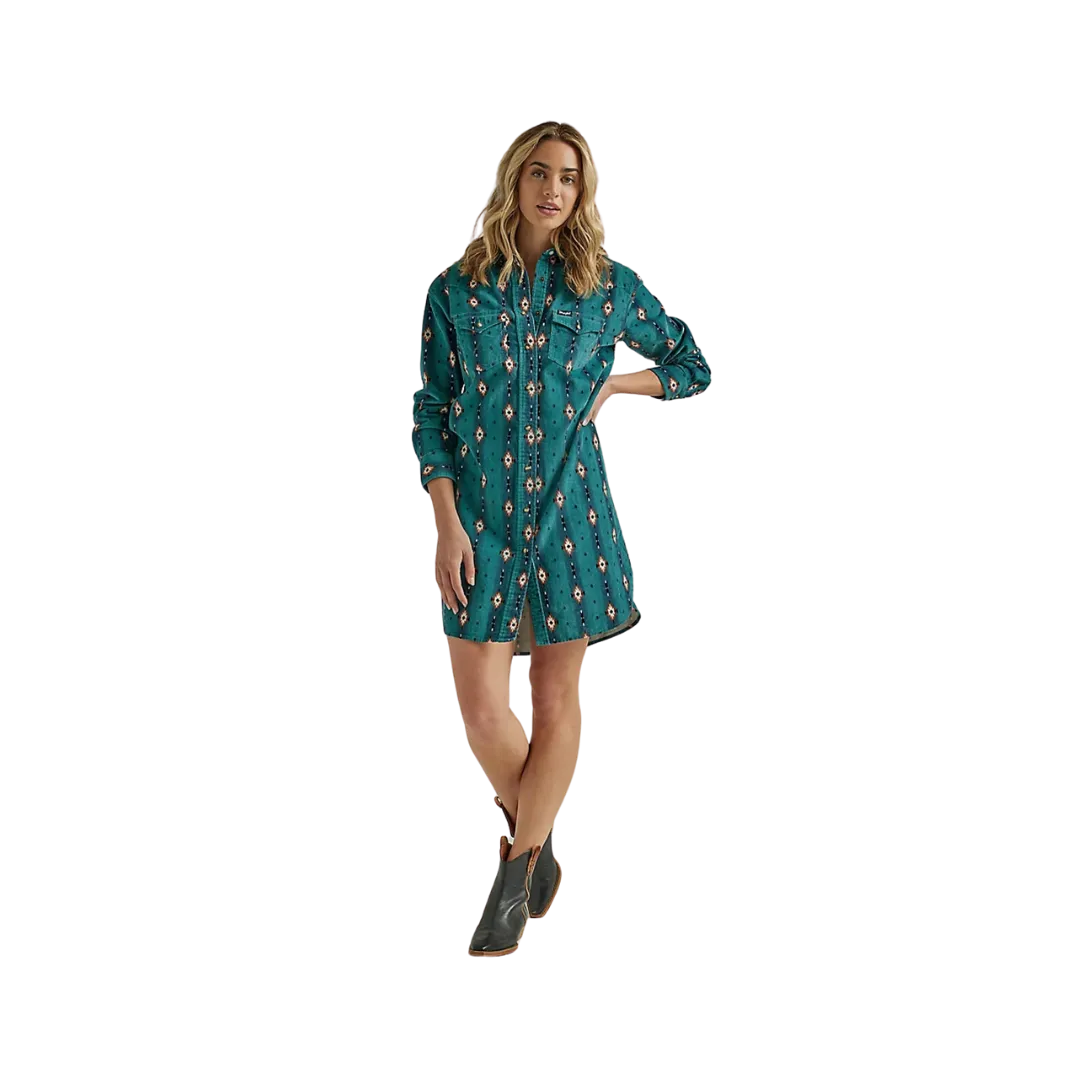 Wrangler Women's Retro Americana Green Print Drees