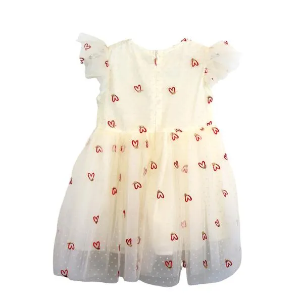 Yellow Hearts Embroidery Dress