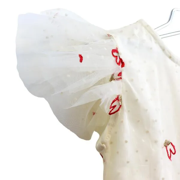 Yellow Hearts Embroidery Dress