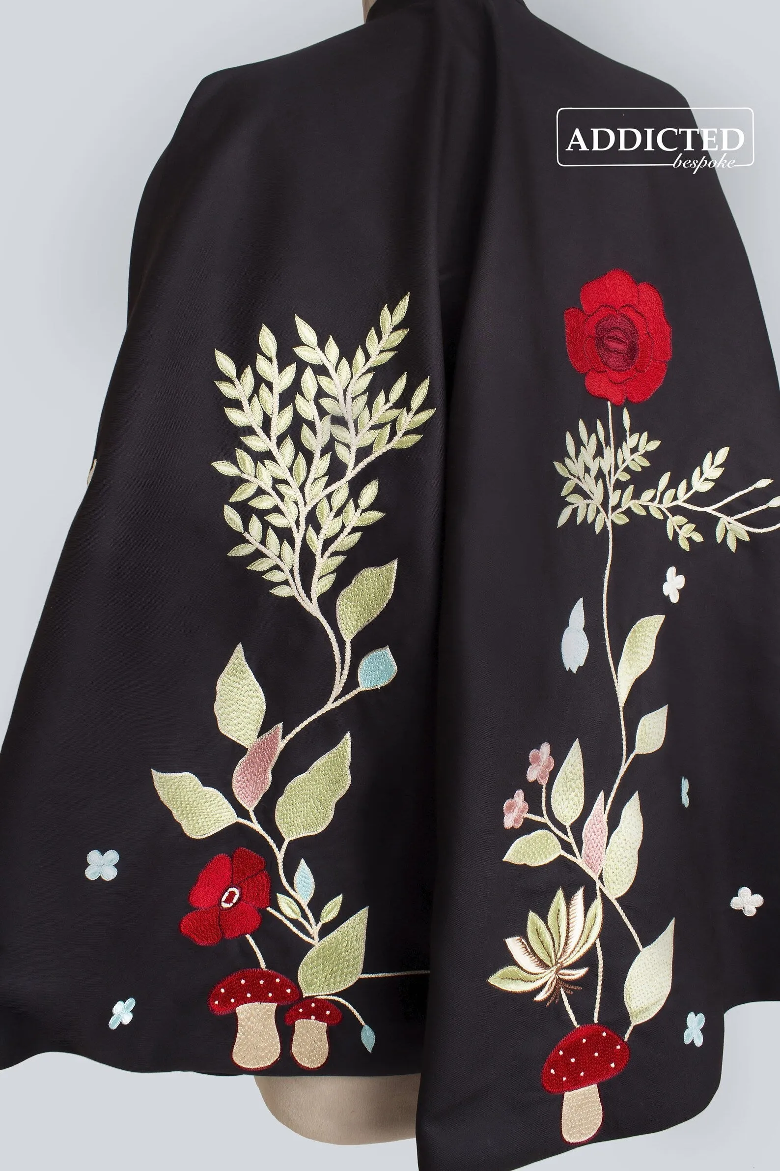 Zip Collor Floral Black Coat