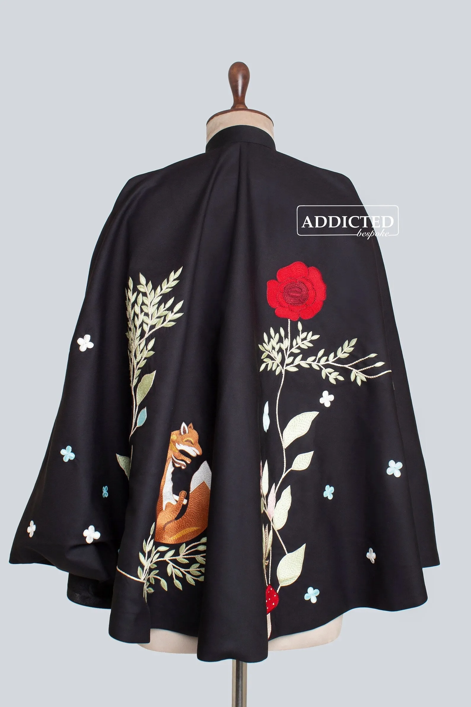Zip Collor Floral Black Coat